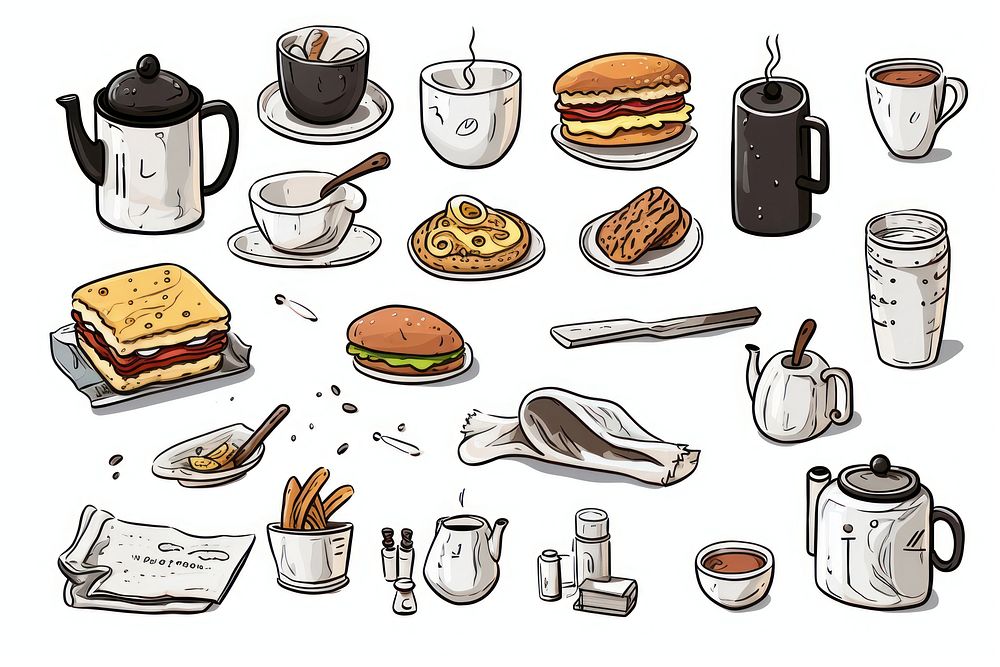 Breakfast cartoon drawing coffee.