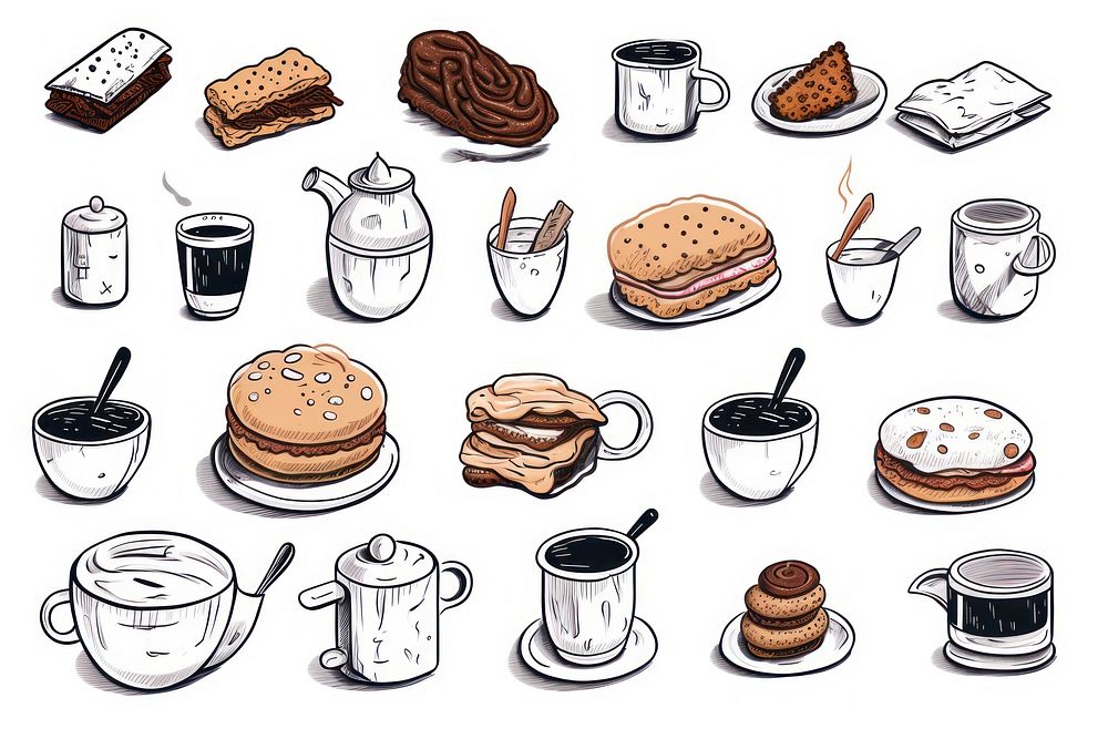 Drink breakfast cartoon drawing.