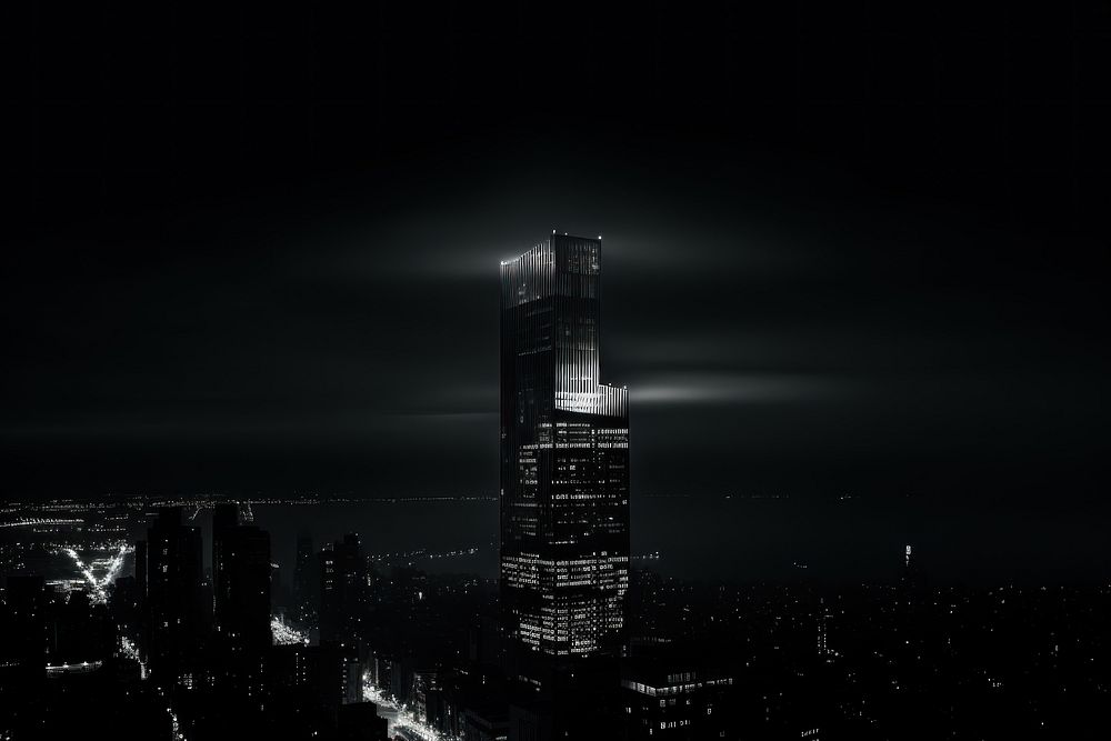 Dark background building tower city.