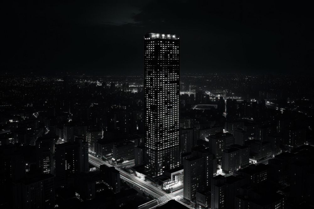 Dark background building tower city.