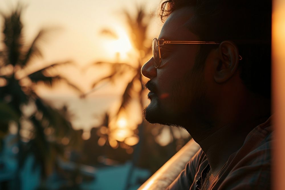 Indian man sunlight photography portrait.