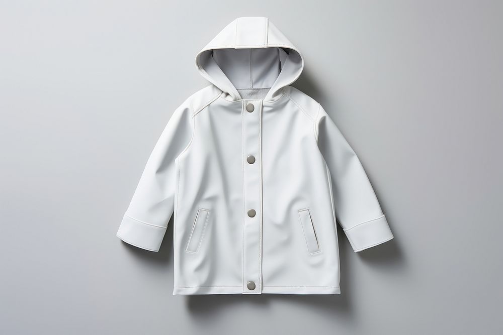 Kid raincoat  jacket white gray.