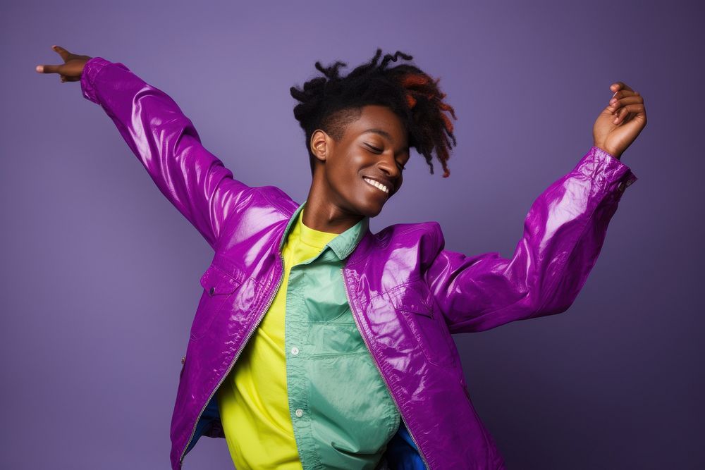 Cute african transgender jacket purple individuality.