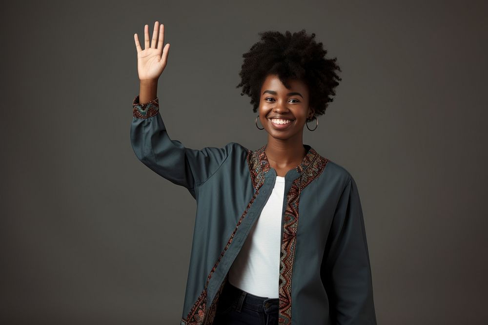 Cute african woman portrait jacket smile.