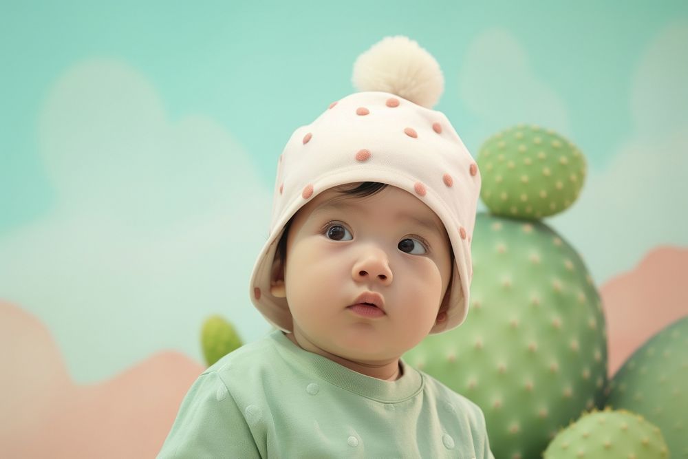 Baby portrait cap photography.