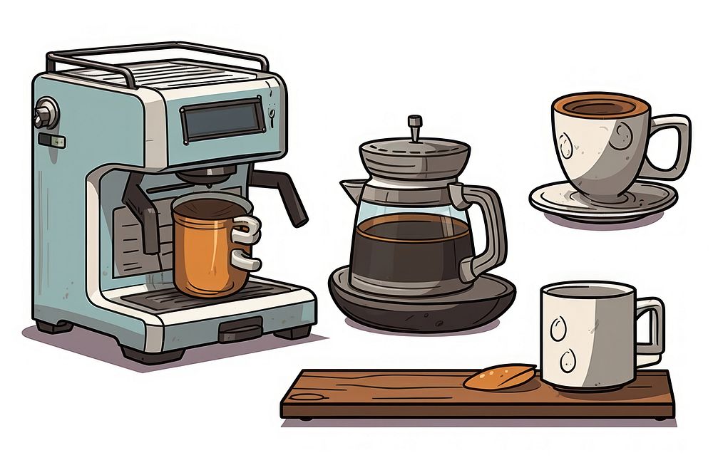 Coffee machine toast appliance cartoon.