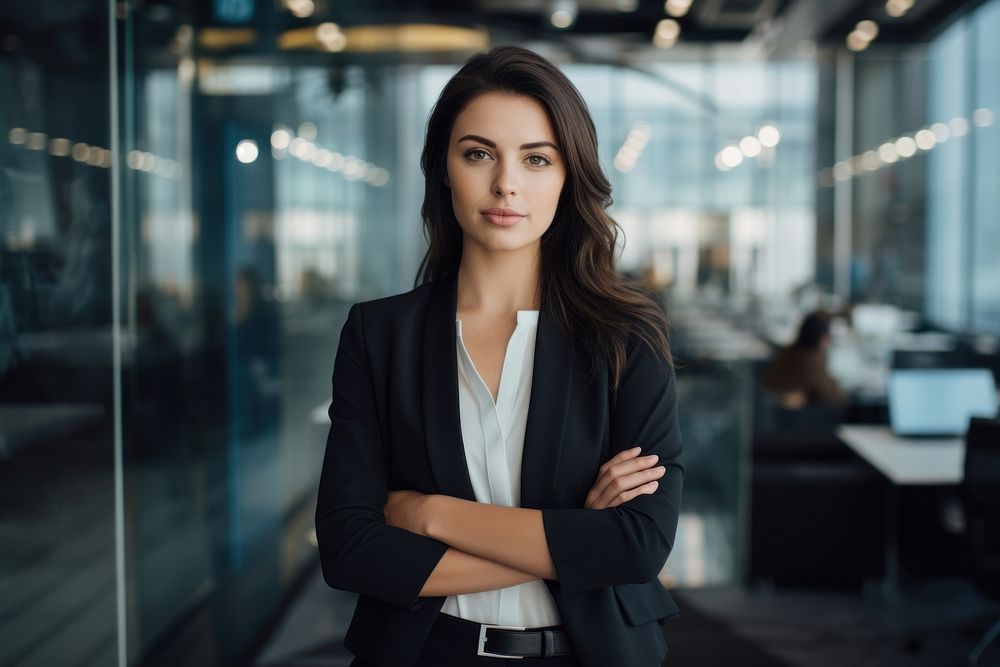  Businesswoman standing office adult. AI generated Image by rawpixel.