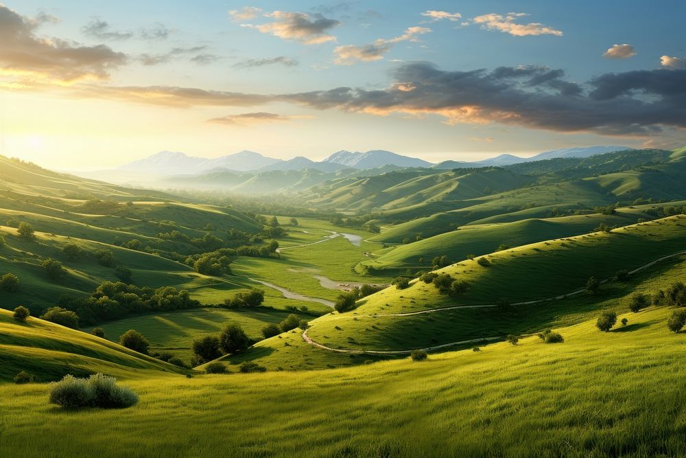  Hills landscape panoramic outdoors. AI generated Image by rawpixel.