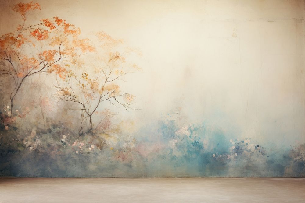 Wall with a mural of a dreamy landscape painting architecture tranquility.
