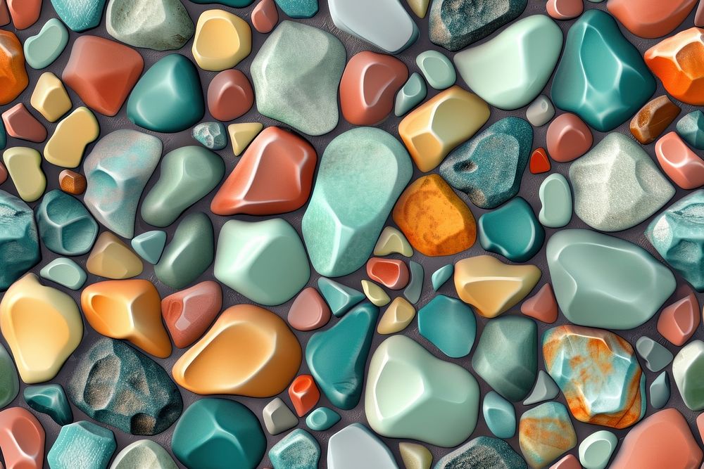 Tile of vibrant stones backgrounds pebble shape.