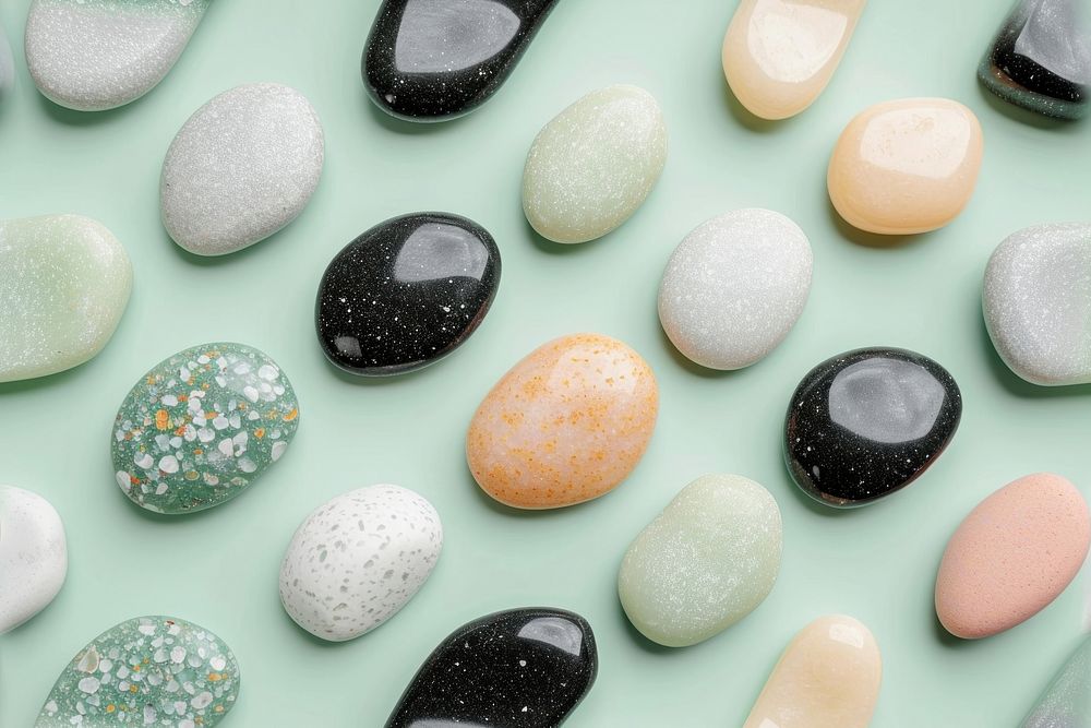 Tile of vibrant stones backgrounds pebble green.