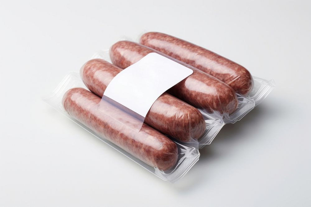 Sausage chub packaging  meat food studio shot.