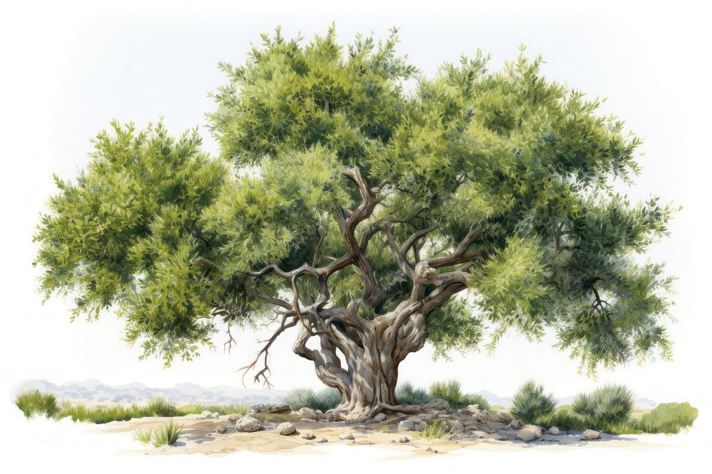 Olive tree plant white background tranquility. AI generated Image by rawpixel.