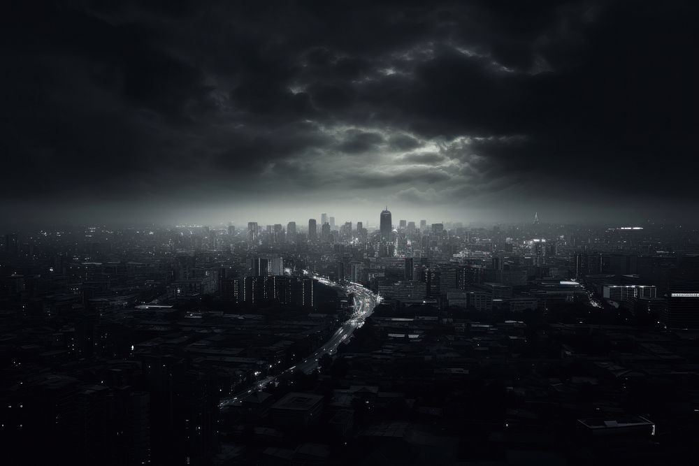Dark background city sky architecture.
