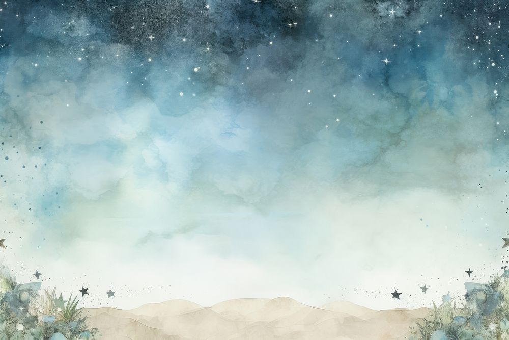 Starry sky with star watercolour border backgrounds outdoors nature.