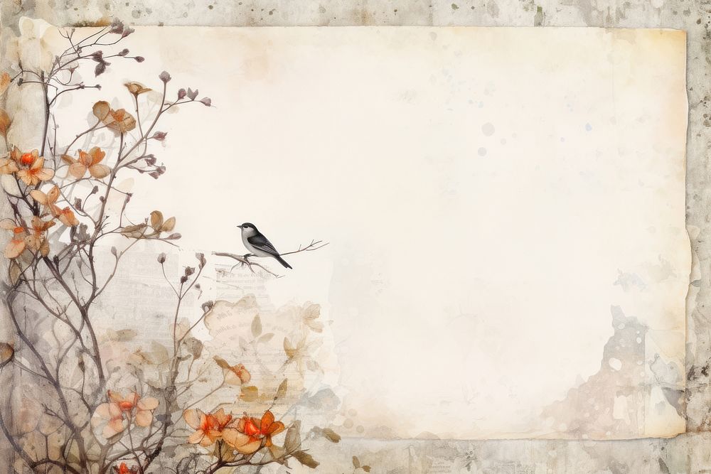 Mail with bird watercolour border backgrounds painting paper.