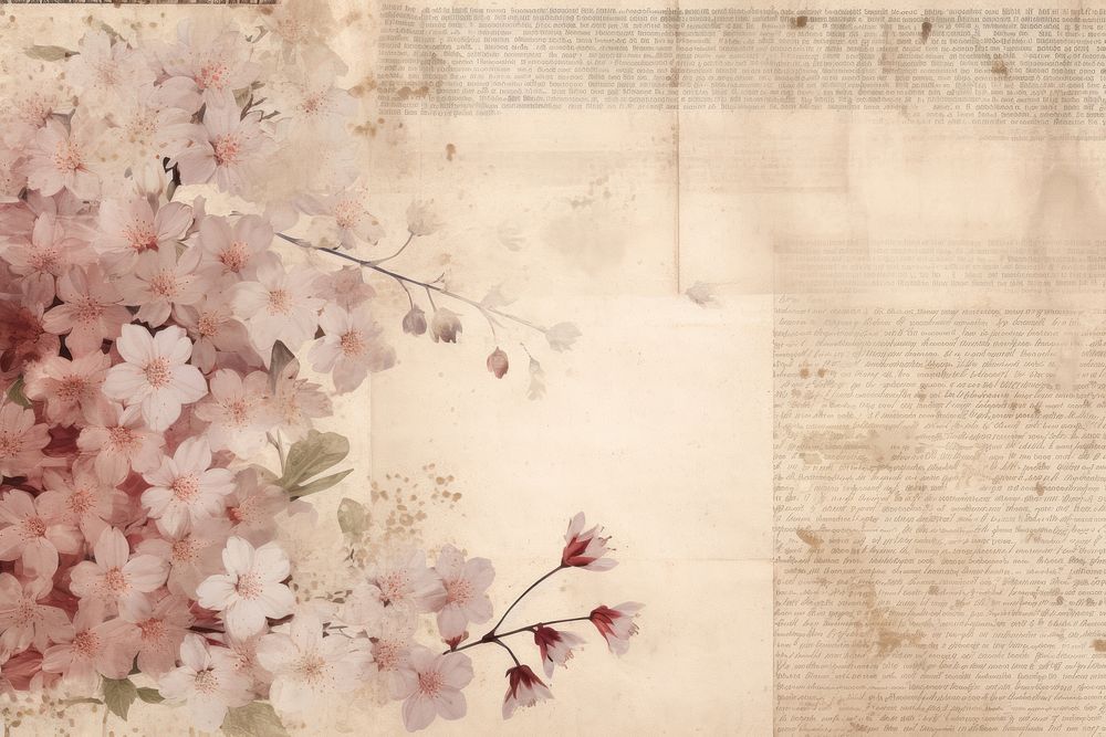 Pressed dried cherry blossom with tokyo style border backgrounds flower plant.