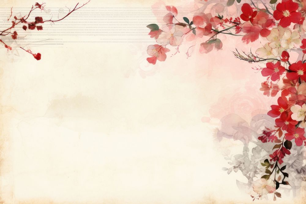 Chinese style watercolour border backgrounds flower plant.