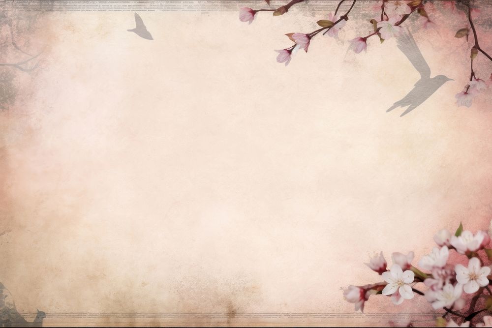 Cherry blossom with bird border backgrounds flower plant.