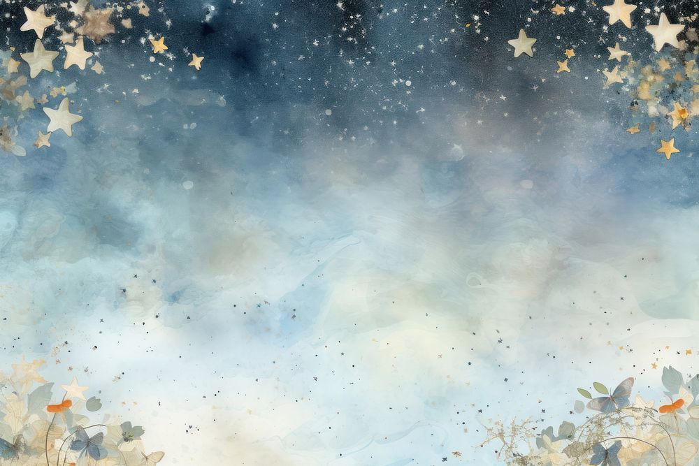 Starry sky with firefly watercolour border backgrounds outdoors nature.