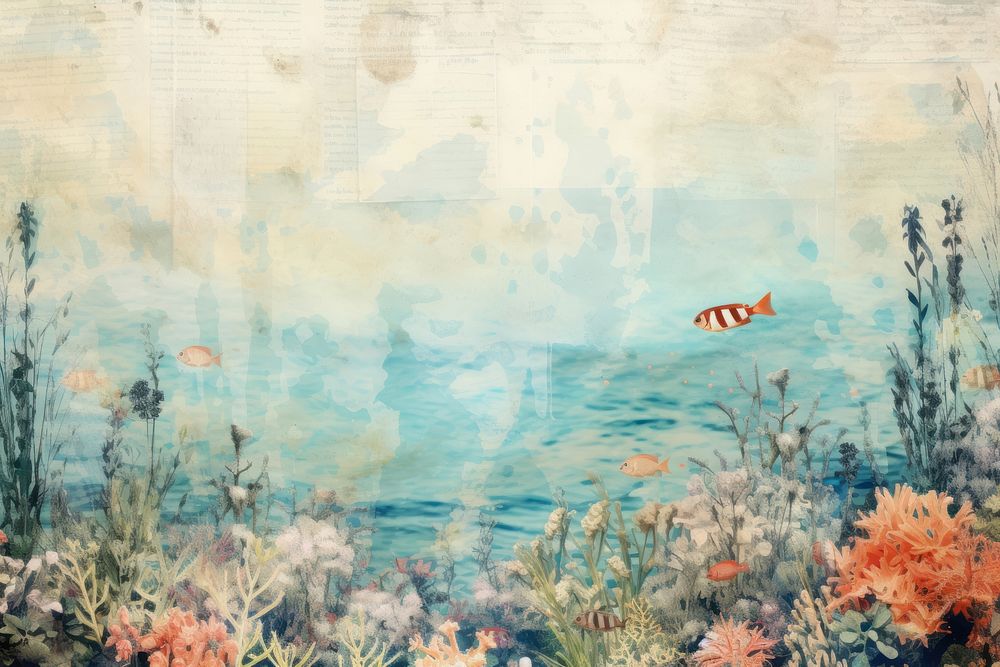 Sea life underwater border backgrounds outdoors painting.