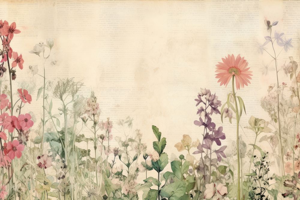 Spring border herbs backgrounds painting.