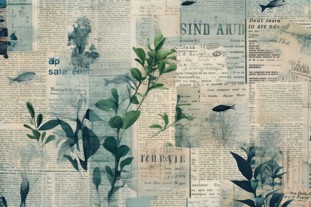 Underwater border newspaper herbs backgrounds.