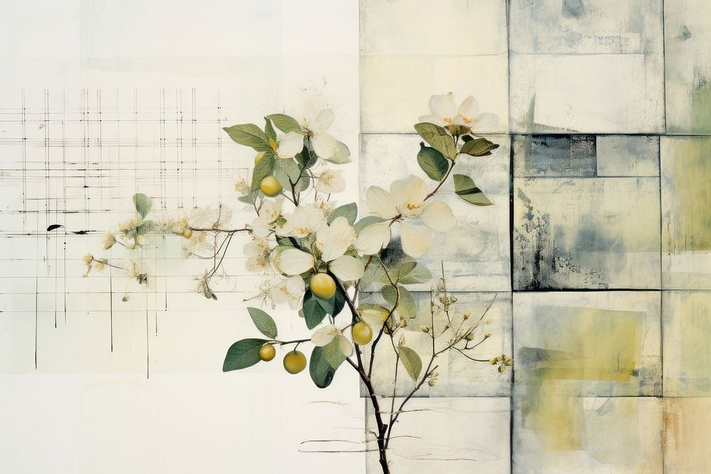 Olive border painting plant art.