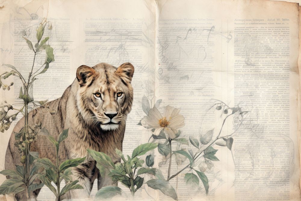 Wild animals lion border wildlife mammal paper.