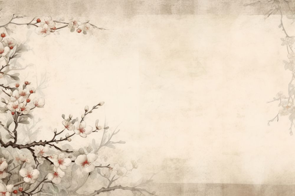 Chinese watercolour border backgrounds flower plant.