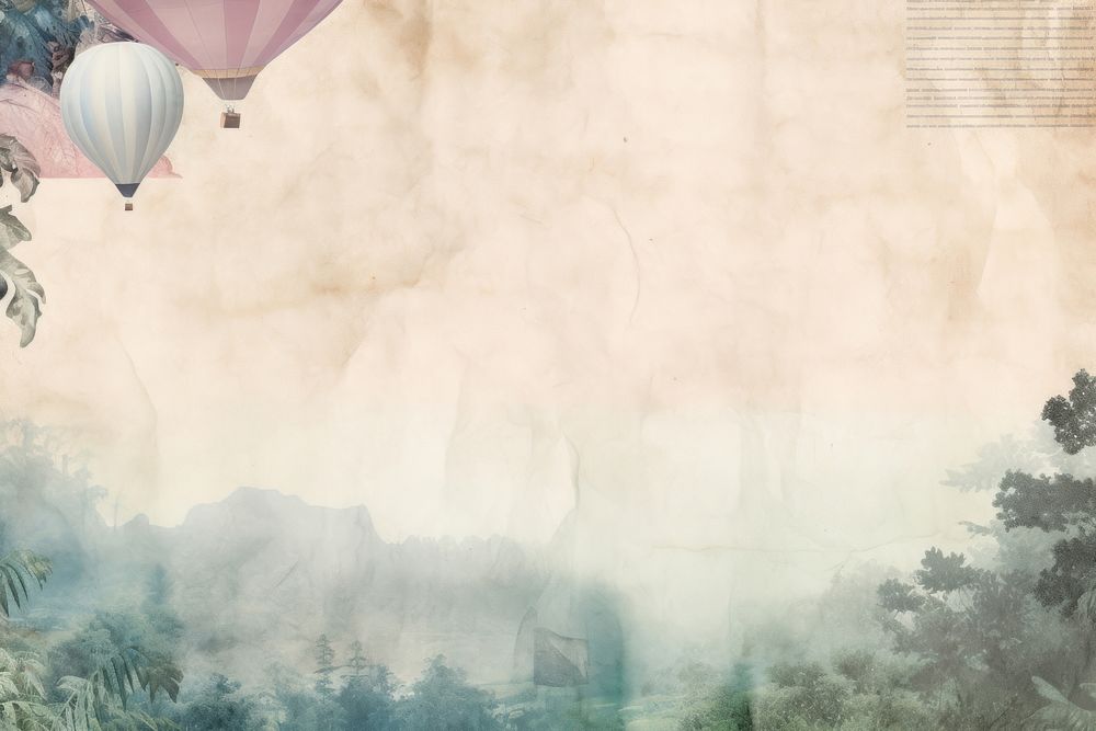 Hot air balloon watercolour border backgrounds outdoors nature.