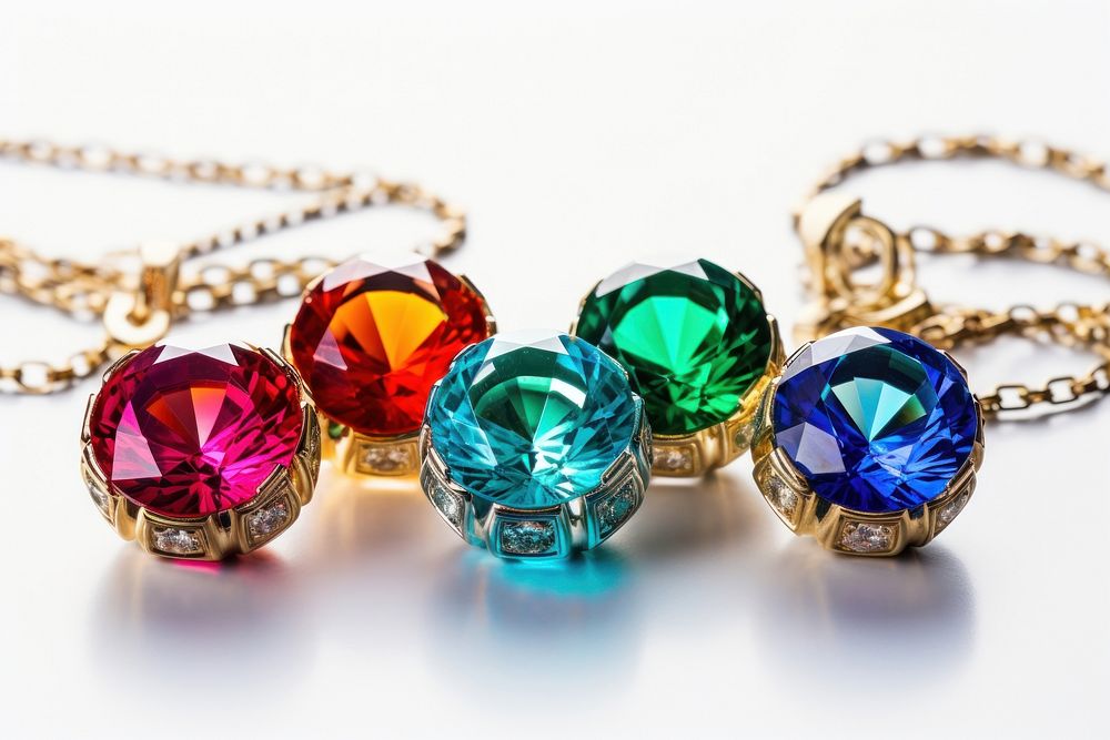  Gems diamond necklace gemstone. AI generated Image by rawpixel.