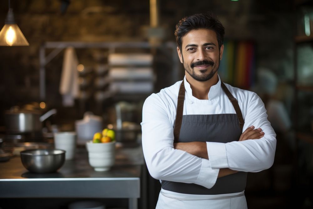Male Pakistani chef kitchen waiter adult.