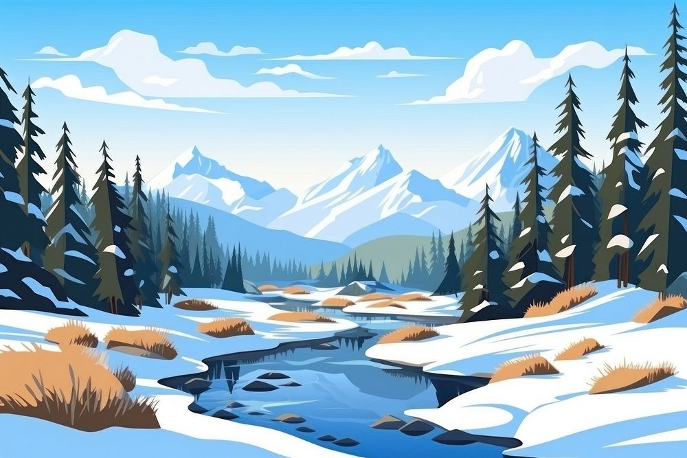 Nature lake snow mountain landscape wilderness outdoors.