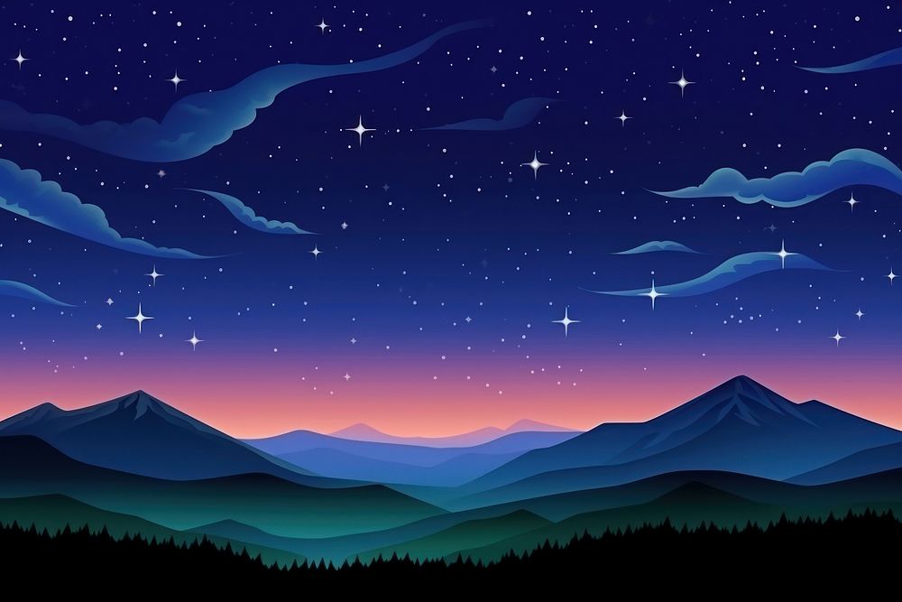 Night sky with shooting star landscape outdoors nature.
