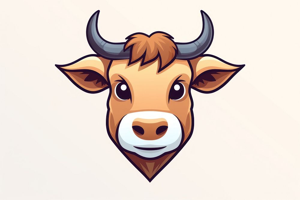 Cute bull vector logo livestock buffalo cattle.