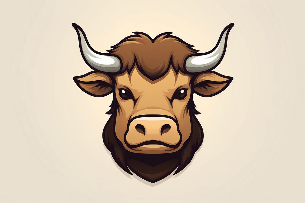 Cute bull vector logo livestock buffalo cattle.