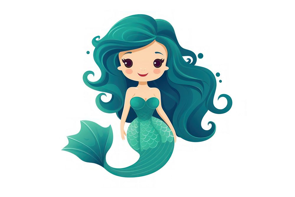 Cute vector mermaid cartoon underwater creativity.