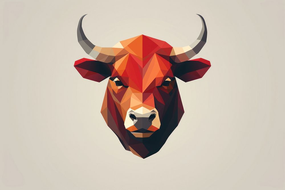 Happy bull vector logo livestock cattle mammal.