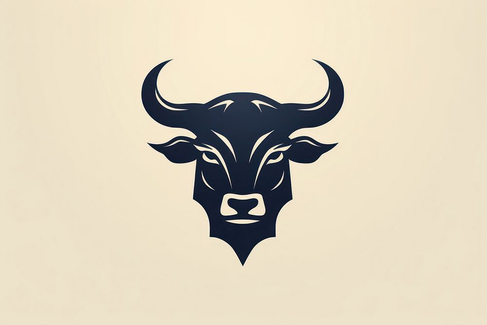 Vintage bull vector logo buffalo animal mammal.