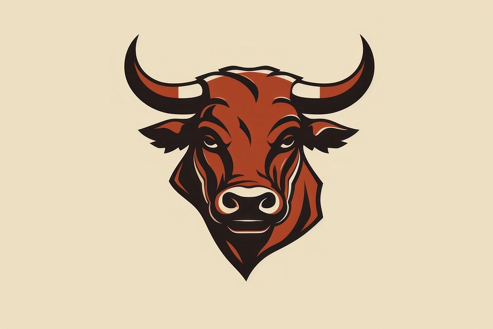 Vintage bull vector logo livestock buffalo cattle.