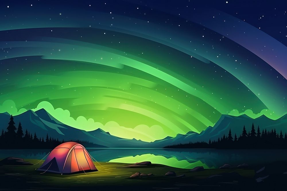 Aurora camping landscape outdoors nature.