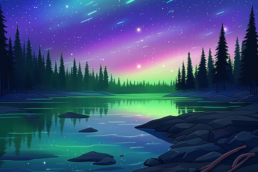 Aurora sky night landscape outdoors nature.