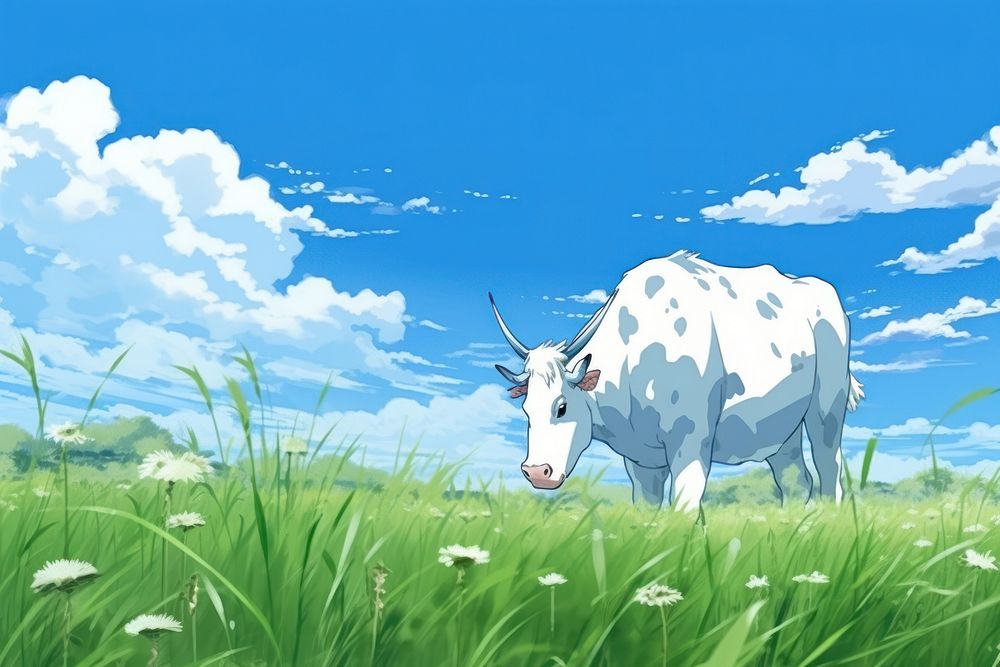 Cow in a field grassland landscape livestock.