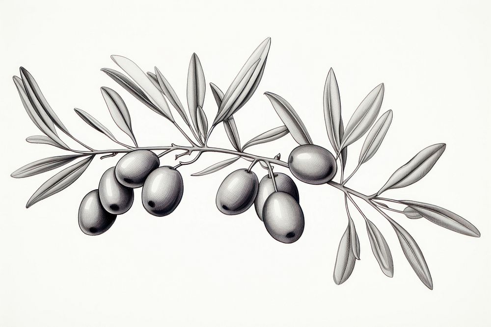 Olive branch drawing sketch plant.