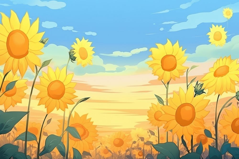Sunflower field backgrounds landscape outdoors.