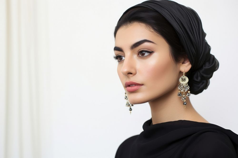 Iranian woman with traditional earring portrait jewelry adult.
