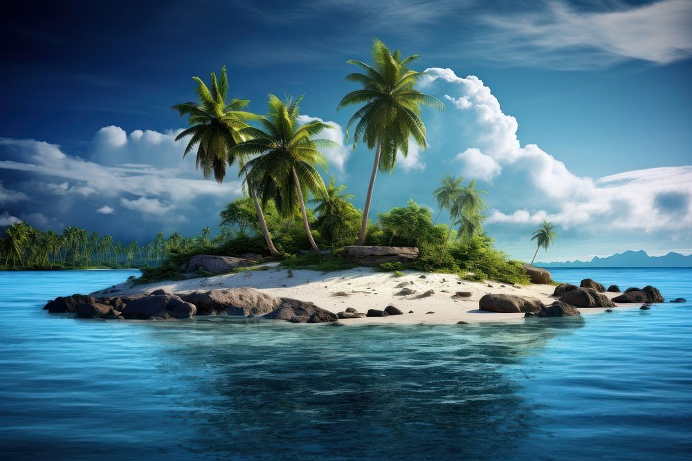  Island landscape outdoors nature. AI generated Image by rawpixel.