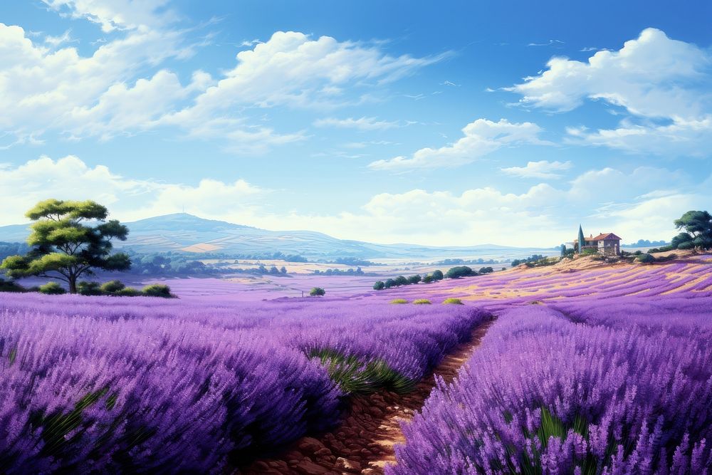 Lavender fields landscape outdoors blossom.