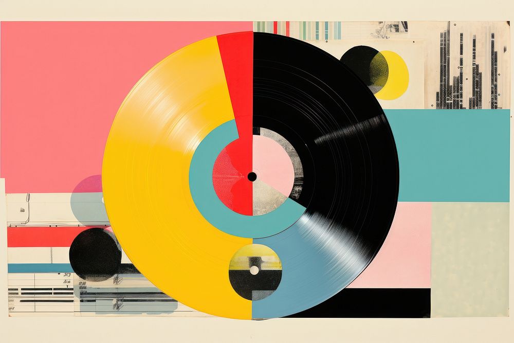 Collage Retro dreamy vinyl records art collage creativity.